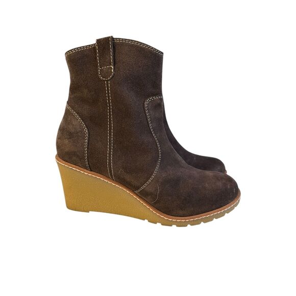 Boden Women's Wedge Ankle Boot Size EU 40 (US 9) Brown Leather - Picture 2 of 9